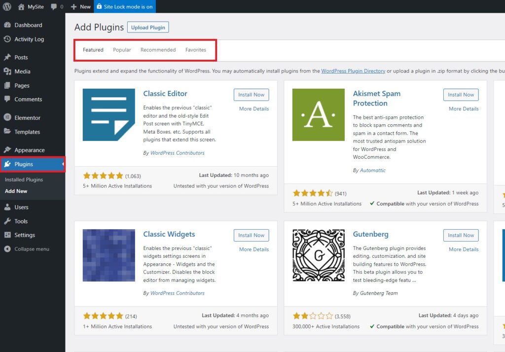 wp dashboard plugins install