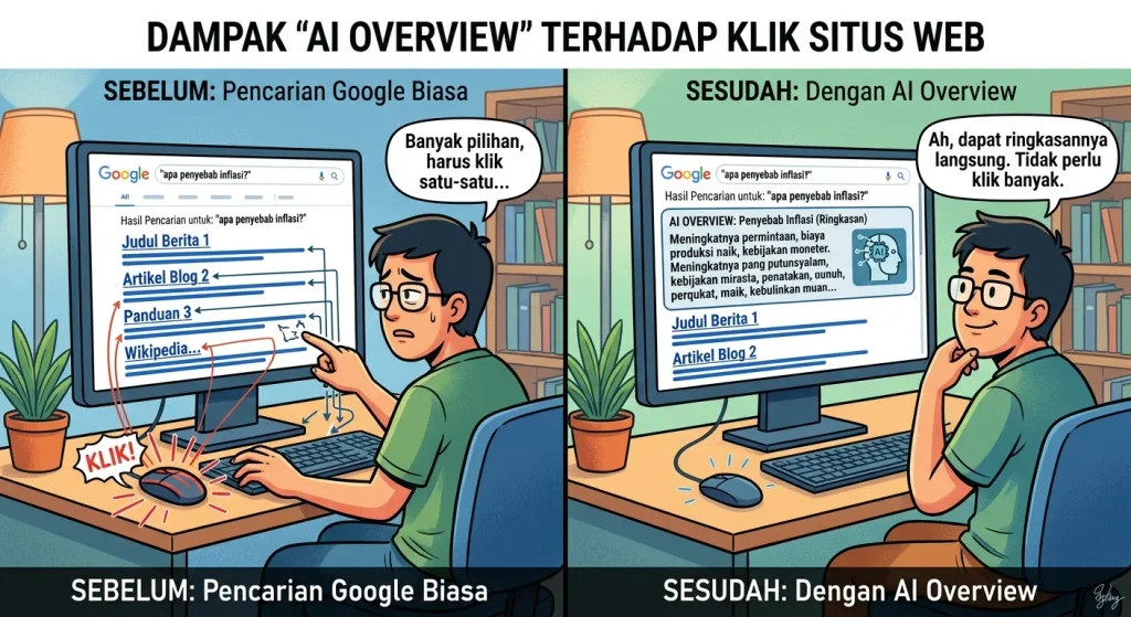 AI Overviews Mengurangi Klik Sebesar 34,5% ai overview mengurangi klik di google