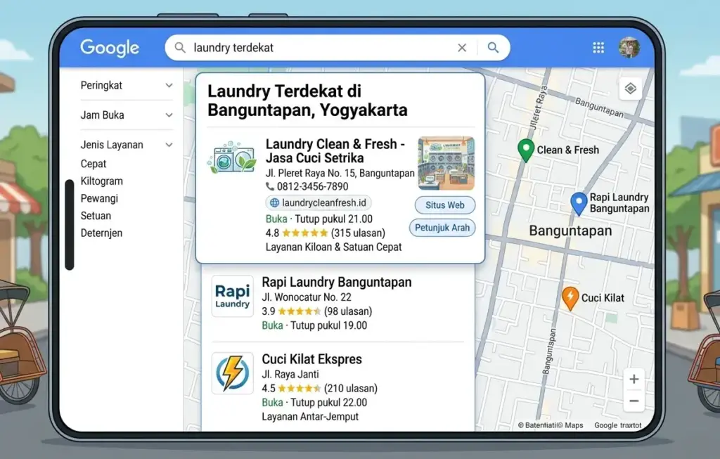 bisnis laundry agar masuk local pack
