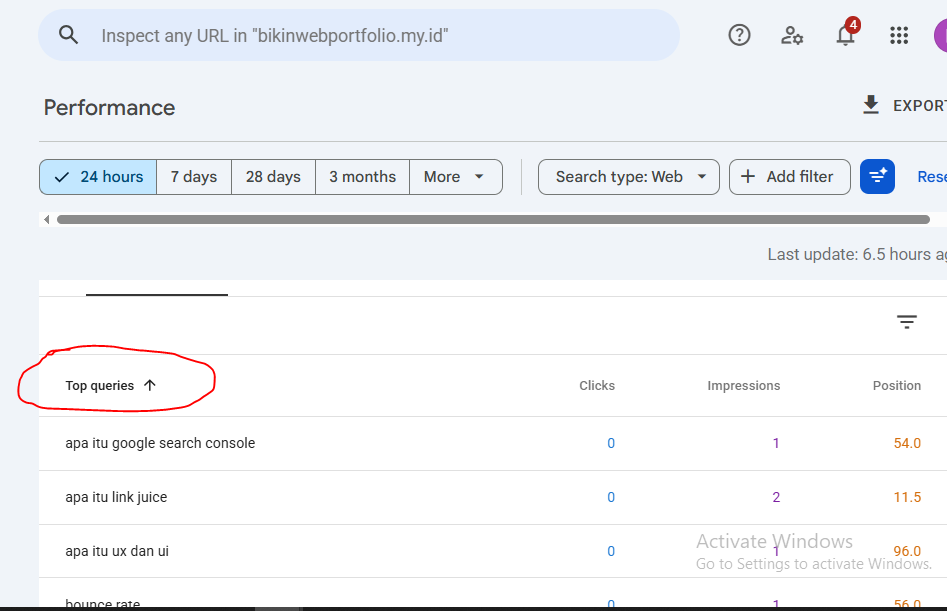 Membaca Hasil Google Search Console untuk Memahami Performa Website google search console4: Queries