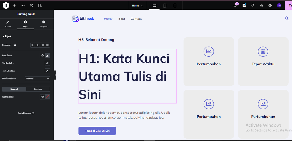 Membuat Hero Section Wordpress dengan Elementor capturjje