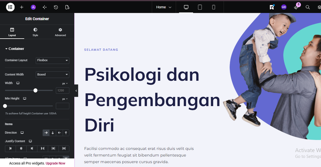 Membuat Hero Section Wordpress dengan Elementor hero section
