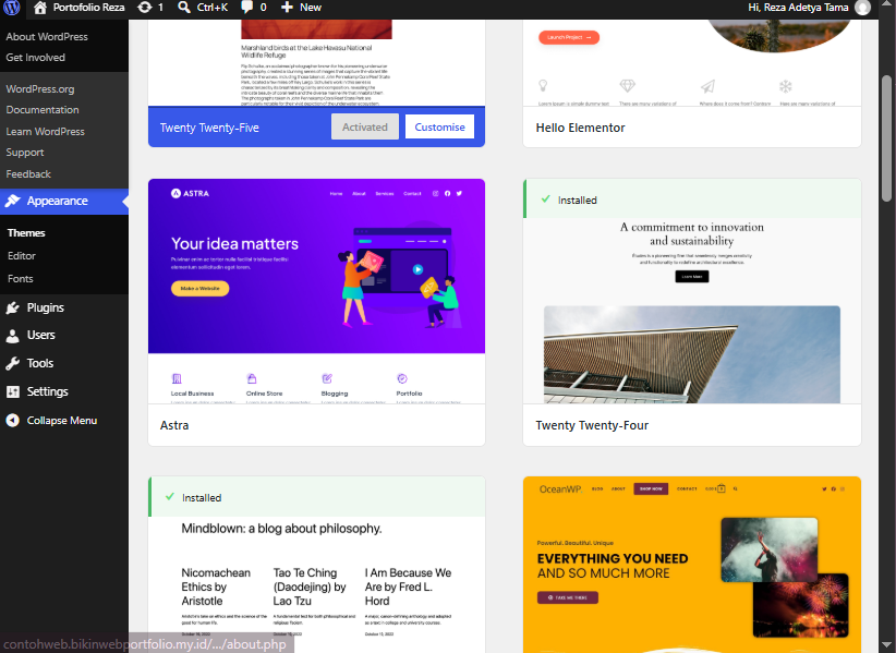 instalasi wordpress installtema3 astra