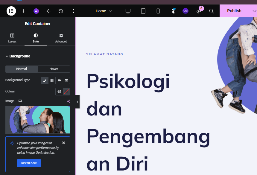 mulai bereksperimen dengan elementor